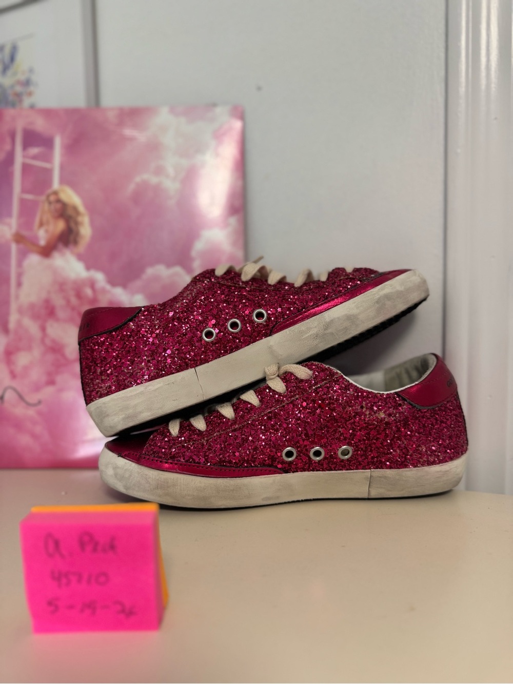 Women’s Glitter Low-Top Sneakers - Hot Pink - Picture 8 of 11
